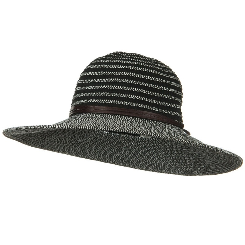 UPF 50+ Braider Ribbon Wide Flat Brim Hat Black One Size
