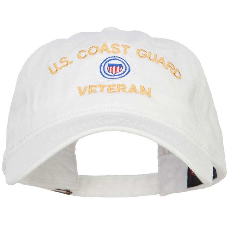 US Coast Guard Veteran Embroidered Washed Cap White One Size