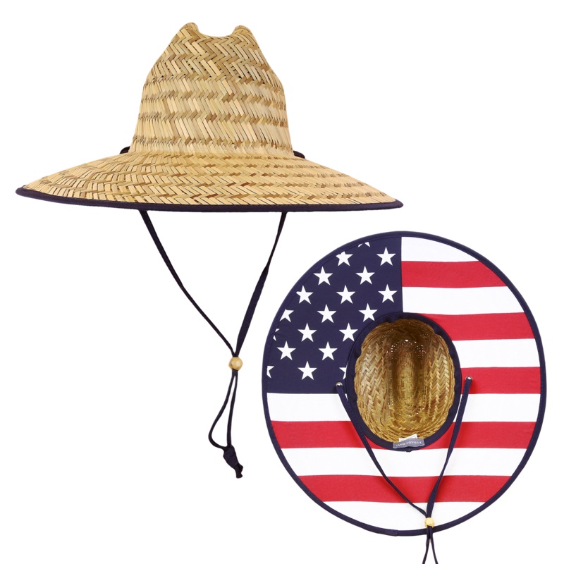 USA Flag, America Straw Lifeguard Hats – Lunada Bay 528, Decky 528 USA Flag Print