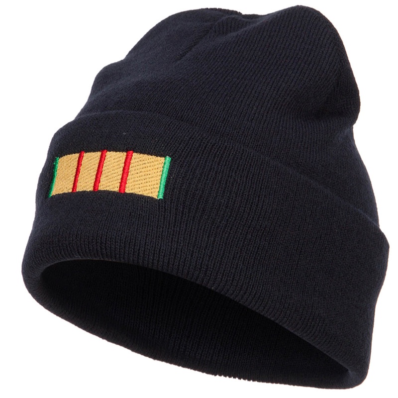 Vietnam Campaign Ribbon Embroidered Long Beanie Navy One Size
