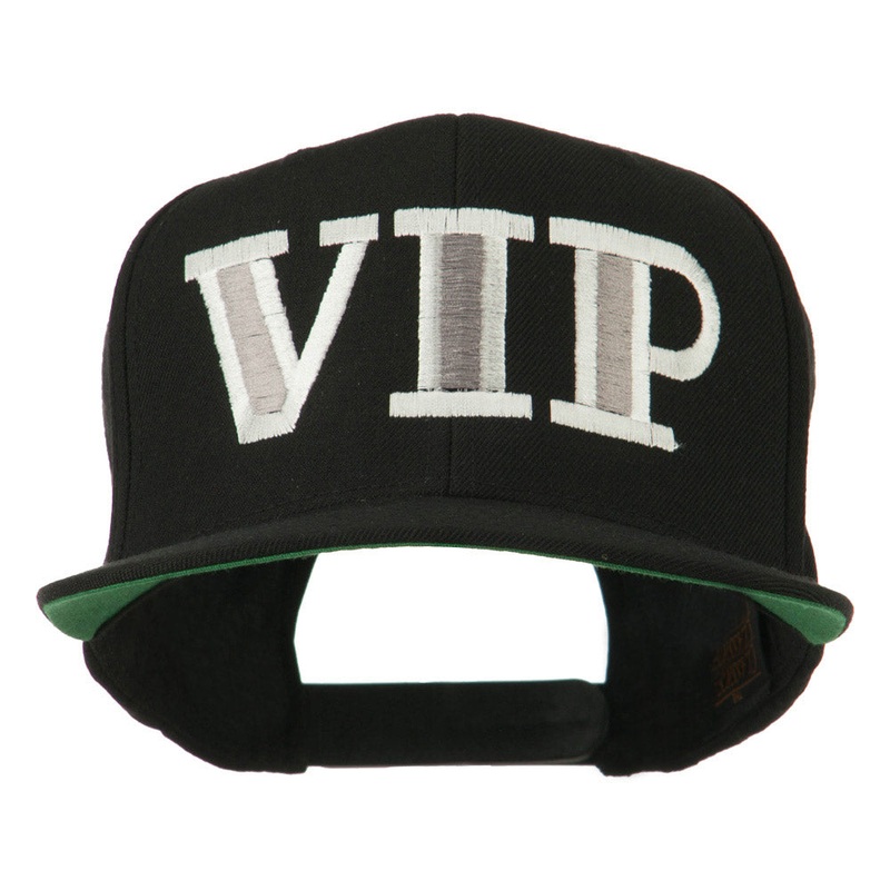 VIP Flat Bill Embroidered Cap Black One Size