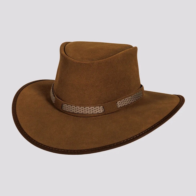 Zephyr | Mens Genuine Suede Leather Outback Hat Mocha SM