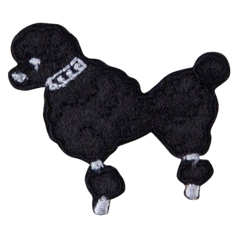 50’s Poodle Iron on Patch Black XS