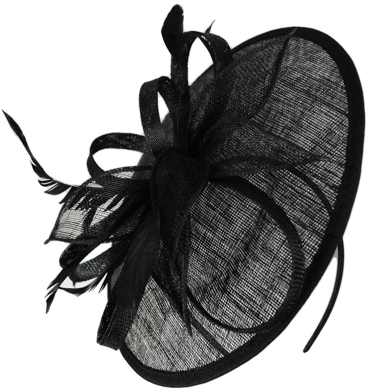 Anillo Sinamay Straw Fascinator Dress Hat BLACK ONE SIZE FITS MOST