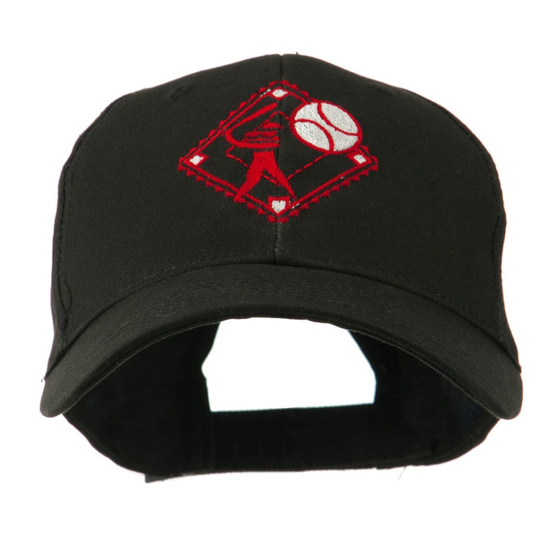 Baseball with Big Ball Logo Embroidered Cap Black One Size