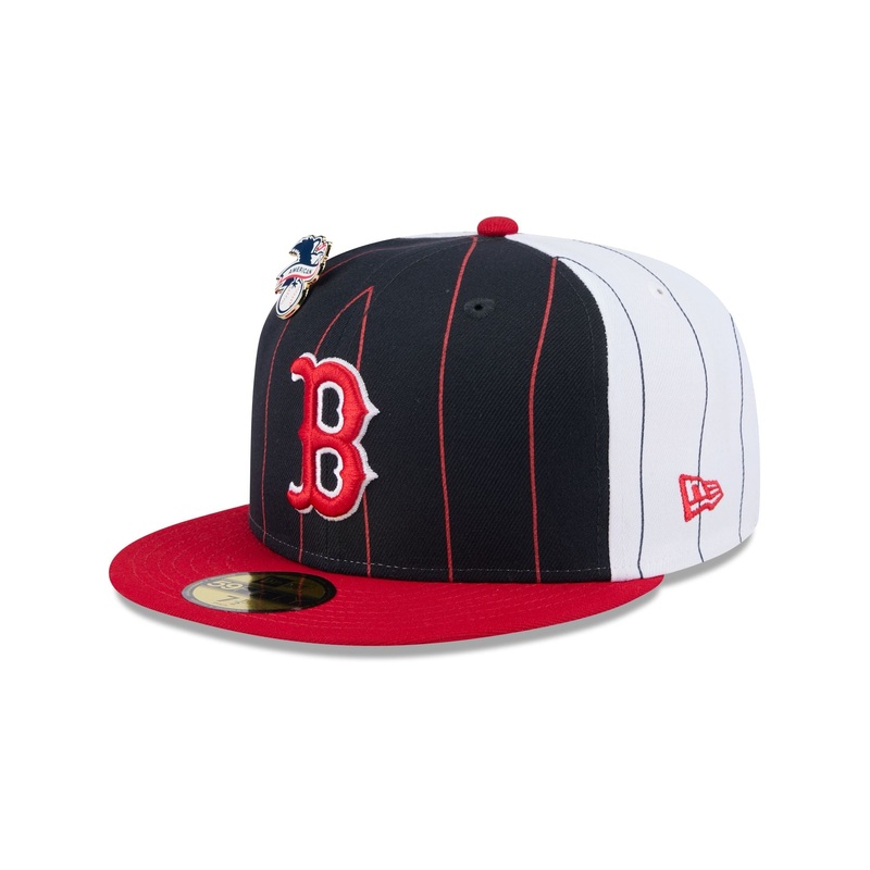 Boston Red Sox Pinstripe League Pin 59FIFTY Fitted Hat 7