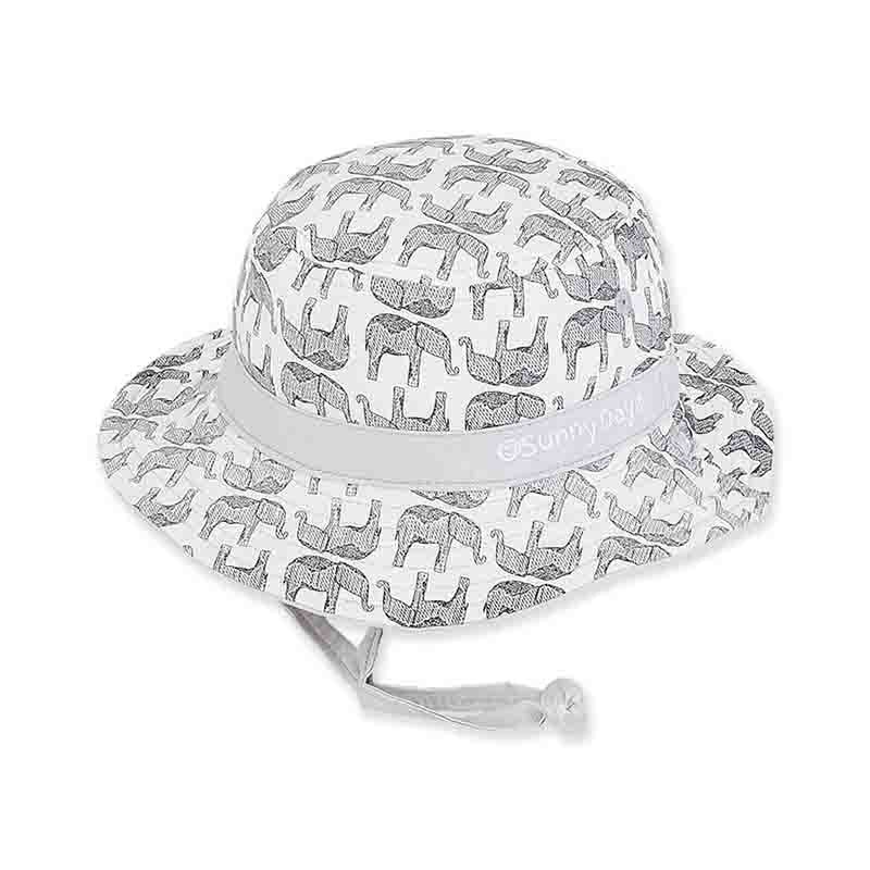 Infant Boy’s Reversible Elephant Print Cotton Bucket Hat – Sunny Dayz Hat Grey Elephant S/M (44 cm)