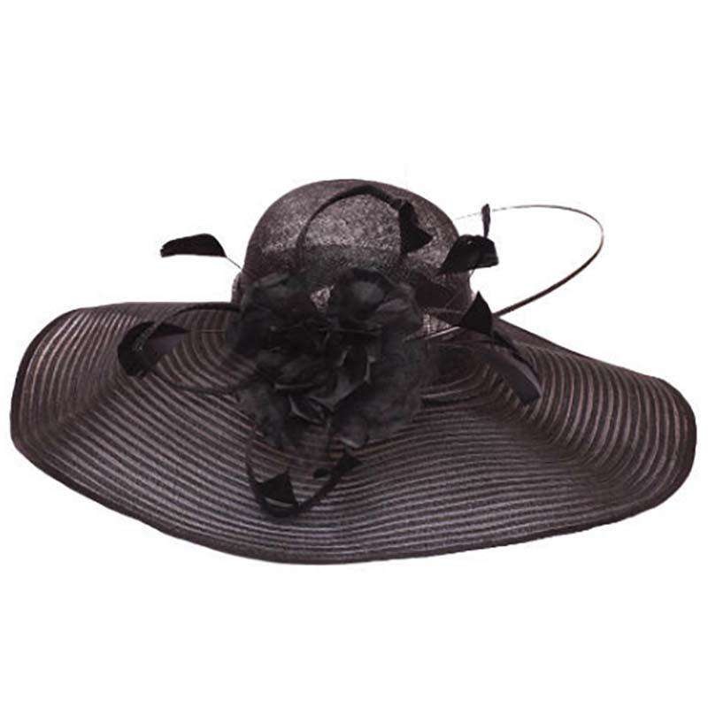 Large Brim Sinamay Church Hat Black
