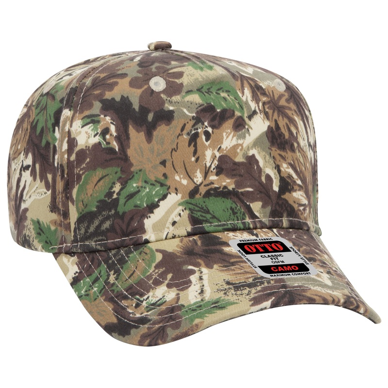 Otto 46-047 Camouflage 5 Panel Mid Profile Baseball Cap Lt.Lod/Brn/Kly