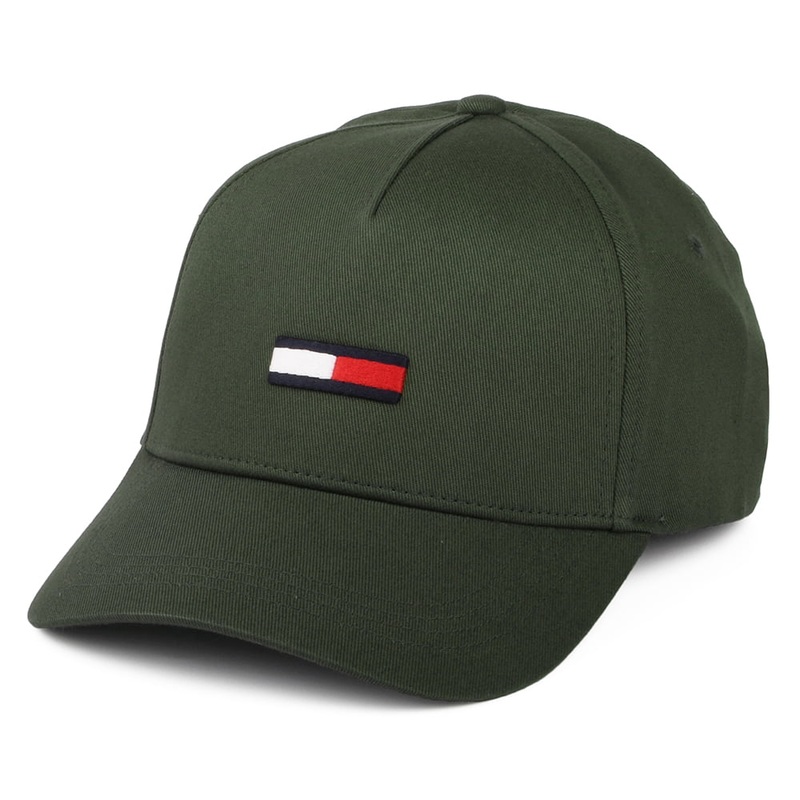 Tommy Hilfiger Hats TJM Flag Baseball Cap – Dark Olive Adjustable