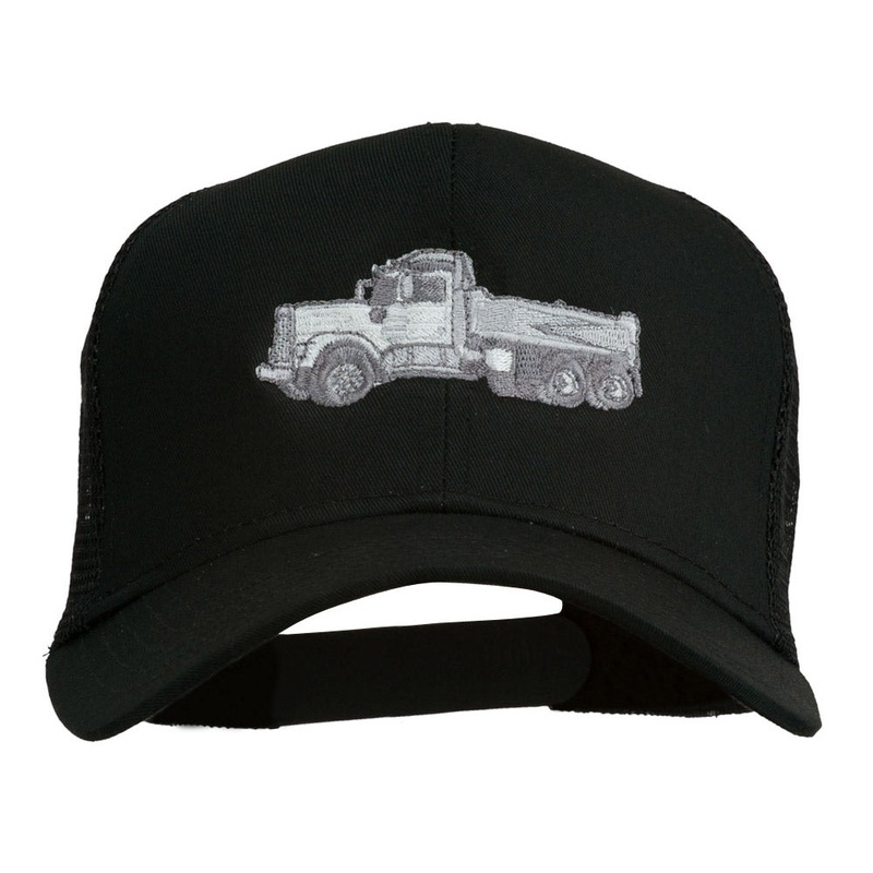 Truck Embroidered Mesh Back Twill Snapback Cap Black One Size