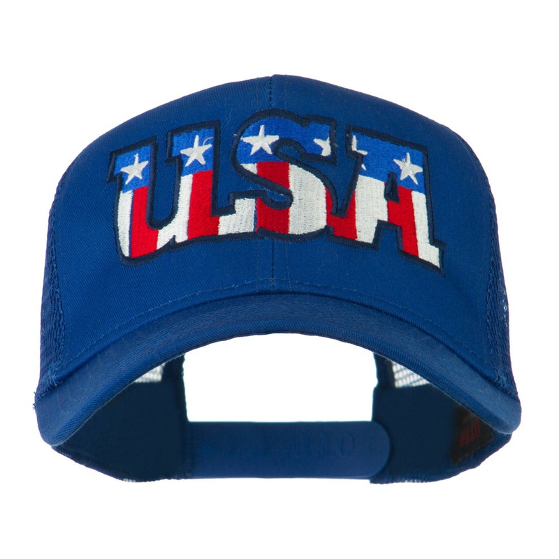USA American Flat Letters Embroidered Cap Royal One Size