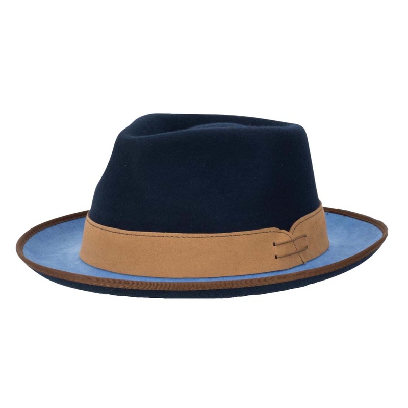 Wool Felt Teardrop Fedora – Stacy Adams Hats Navy X-Large (61 cm)