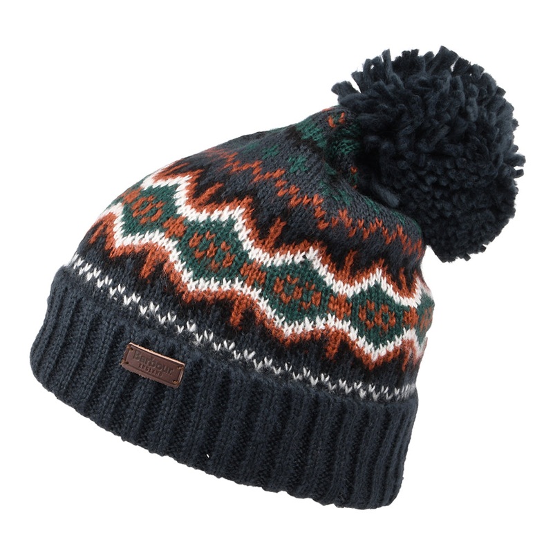 Barbour Hats Case Fair Isle Bobble Hat – Navy Blue 1-Size