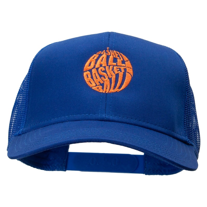 Basketball Word Logo Embroidered Solid Cotton Twill Mesh Prostyle Cap Royal One Size