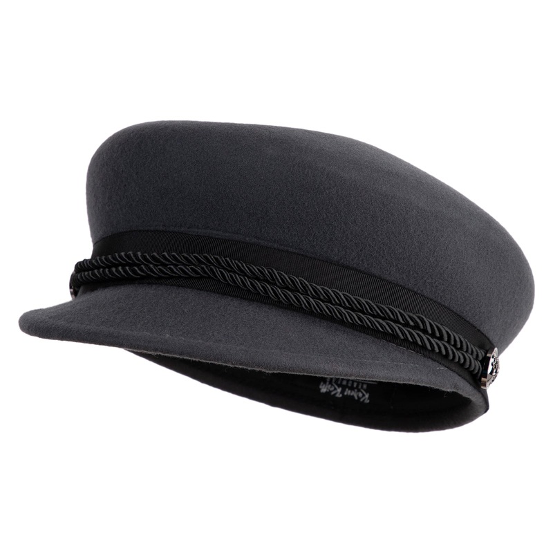 Greek Fisherman Wool Newsboy Cap Charcoal One Size