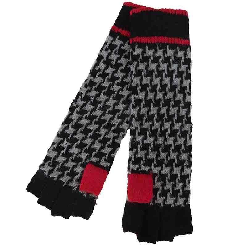 Houndstooth Long Arm Fingerless Gloves by JSA – Grey Grey
