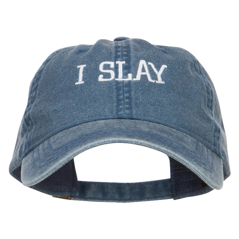 I Slay Embroidered Washed Cap Navy One Size