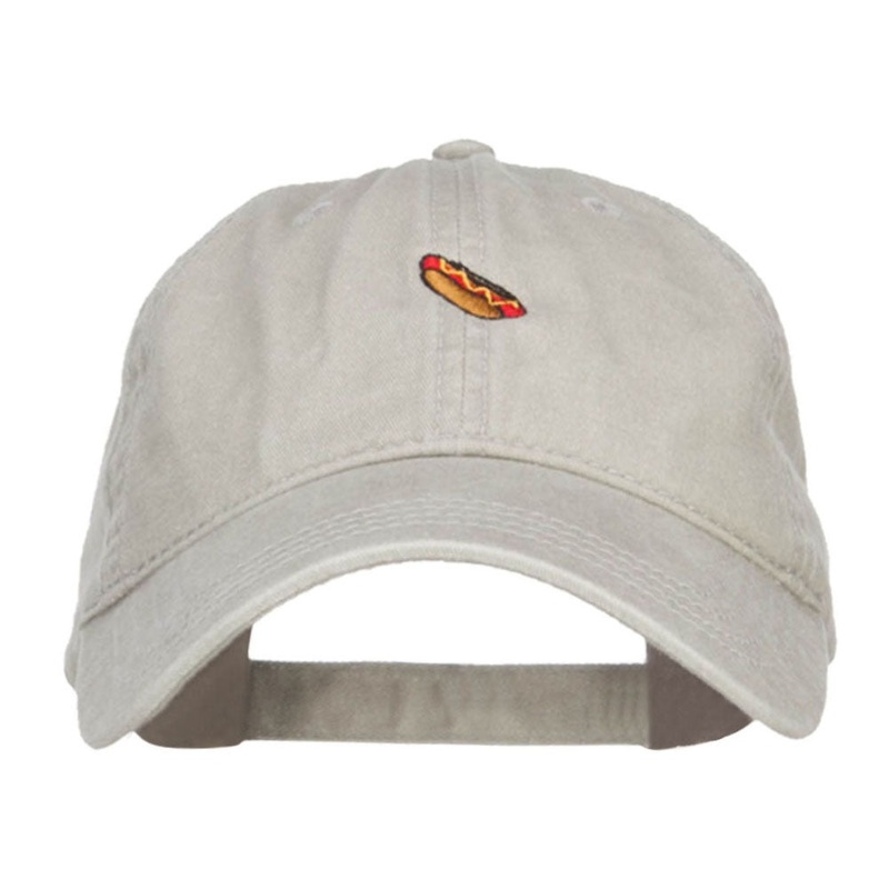 Mini Hot Dog Embroidered Washed Cap Stone One Size