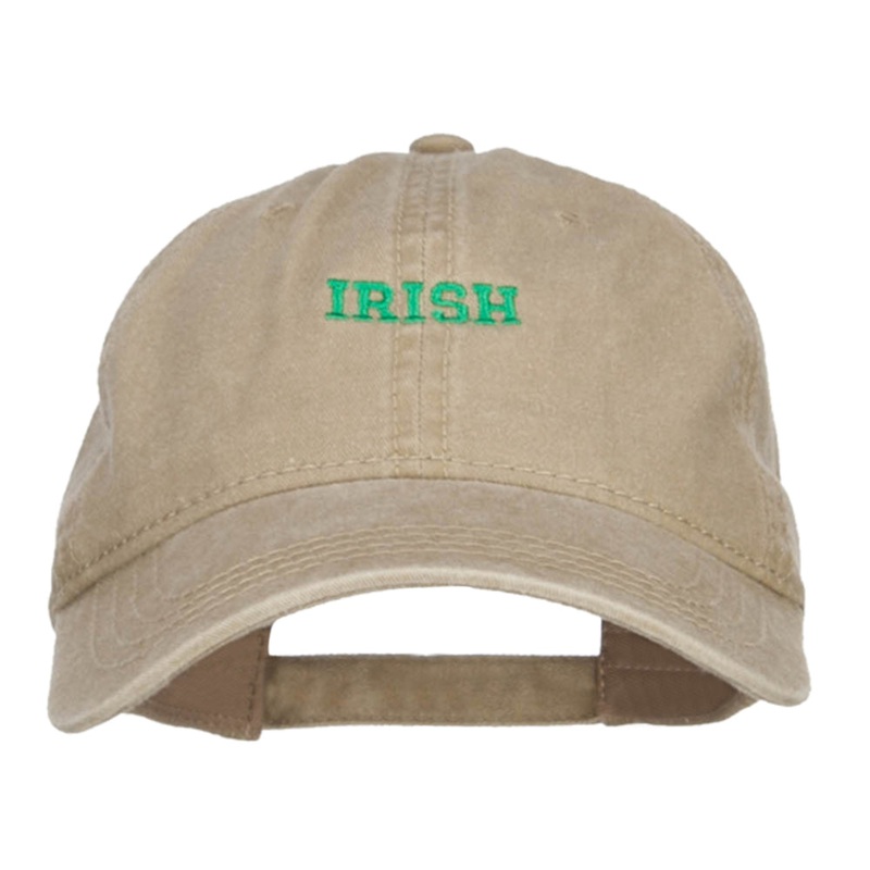 Mini Irish Embroidered Washed Cap Khaki One Size