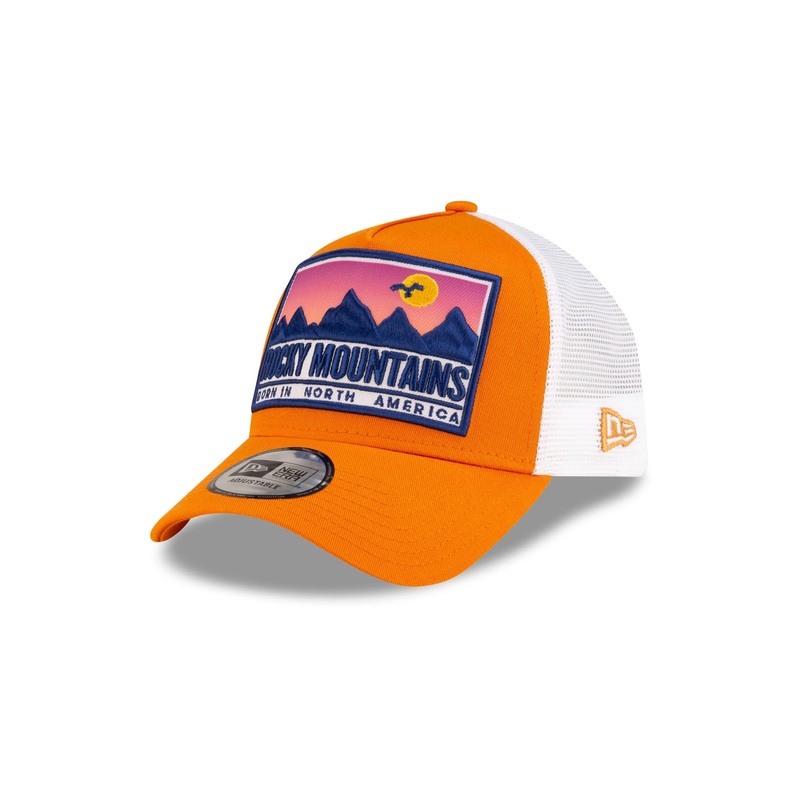 New Era Cap Orange Rockies 9FORTY A-Frame Trucker Hat One Size