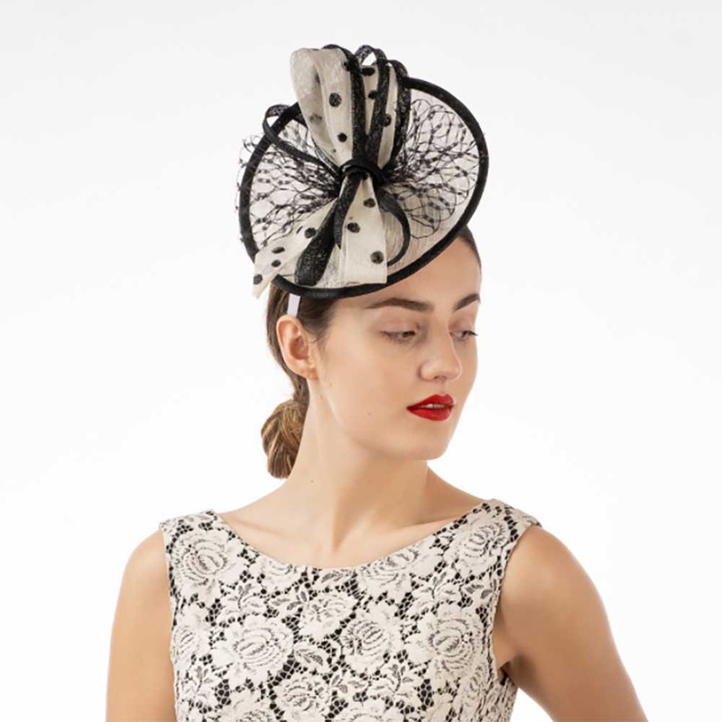 Polka Dot Bow Sinamay Cocktail Hat – KaKyCO Ivory