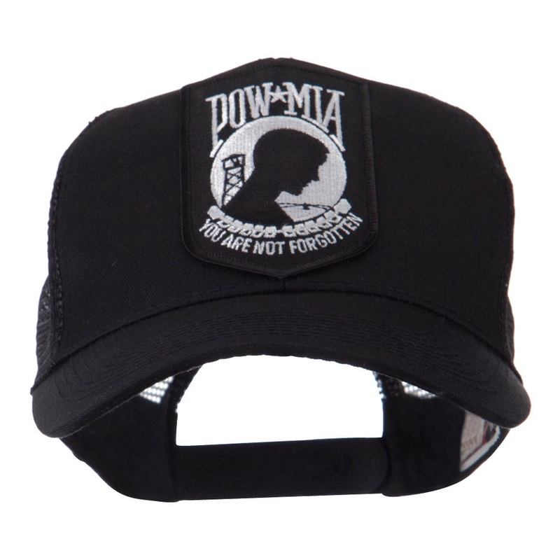 Pow Mia Embroidered Military Patched Mesh Cap Pow Mia One Size