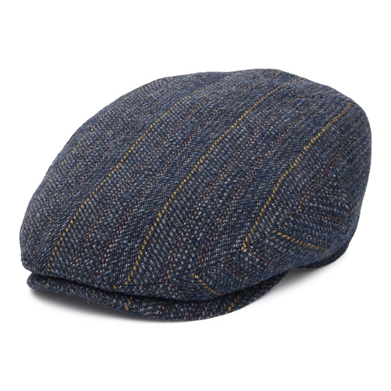 Stetson Hats Kent Herringbone Stripe Virgin Wool Flat Cap – Blue-Multi M