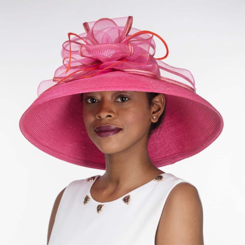 Tiffany Style Wide Down Brim Dress Hat – KaKyCO Fuchsia Medium (57 cm)