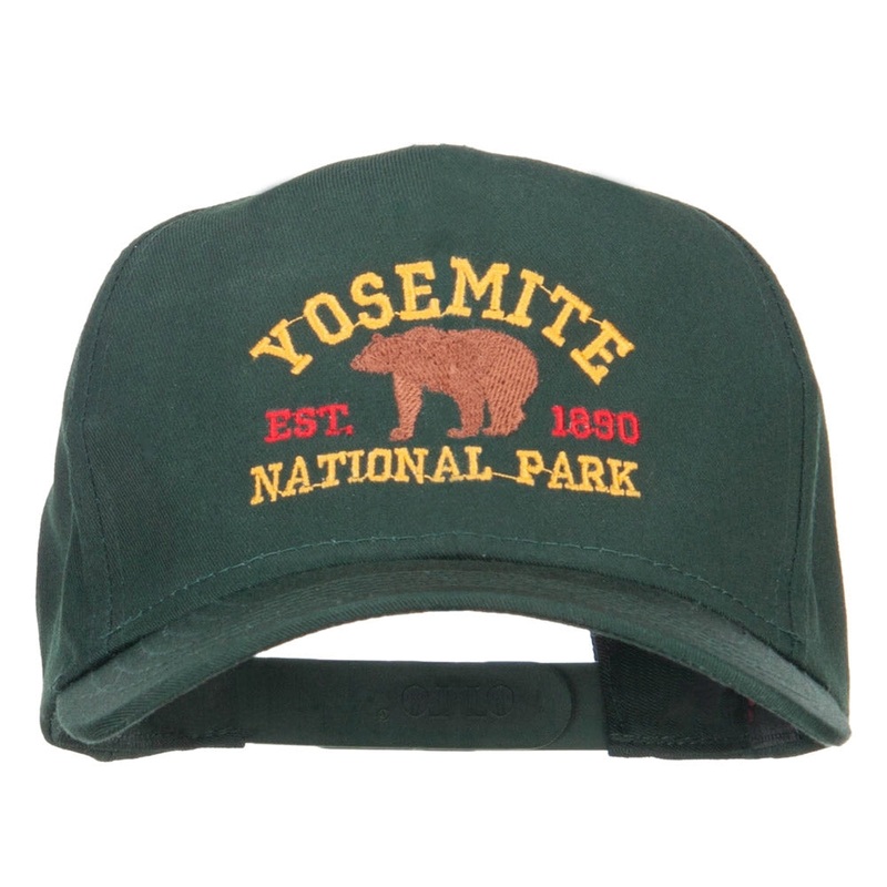 Yosemite National Park Gold Embroidered Cap Dark Green One Size