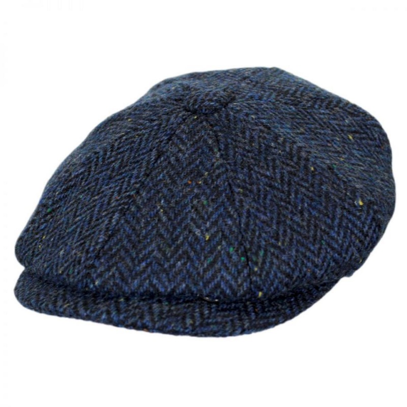 Cambridge Herringbone Wool Newsboy Cap NAVY BLUE S