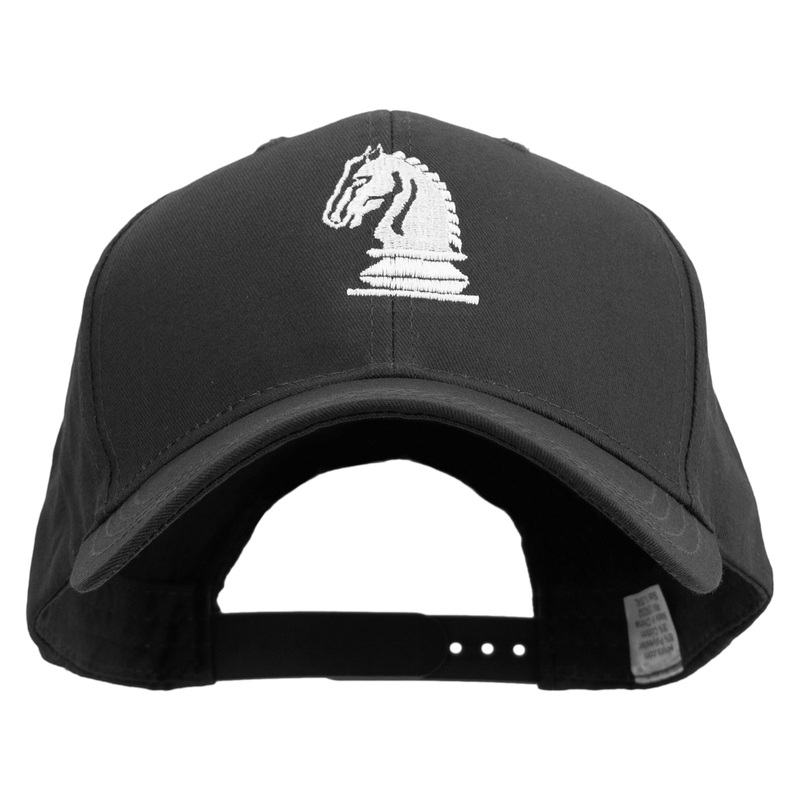 Chess Piece of Knight Embroidered Big Size Structured Solid Poly Cotton Twill High Profile Pro Style Cap Black XL-3XL