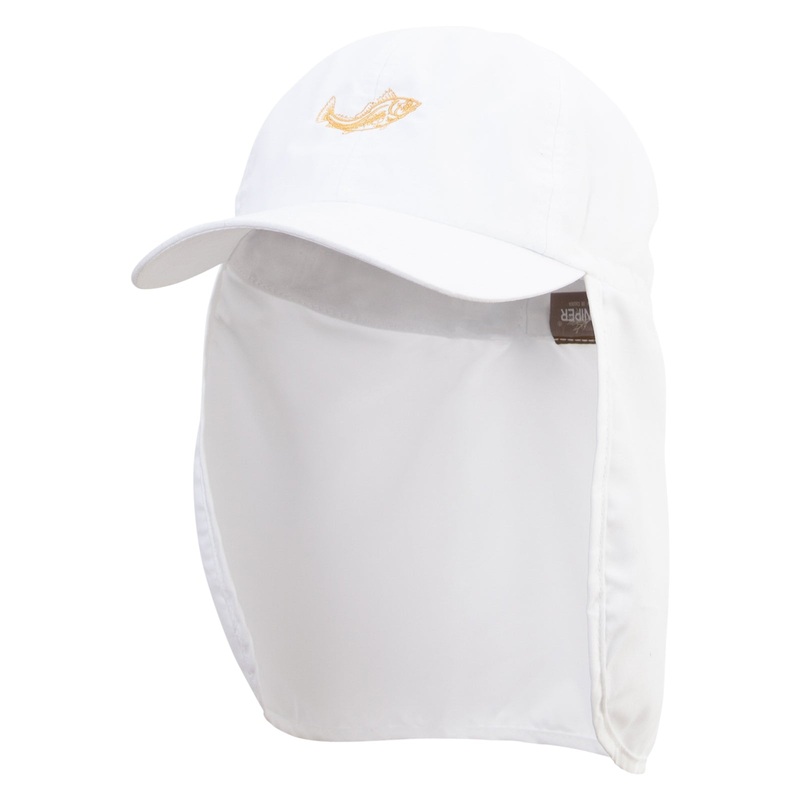 Cod Fish Embroidered Flap Hats White One Size