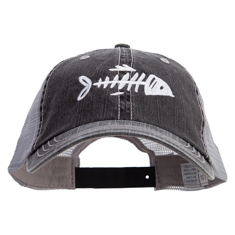 Fish Bone Big Size Special Cotton Low Profile Trucker Cap Black XL-3XL