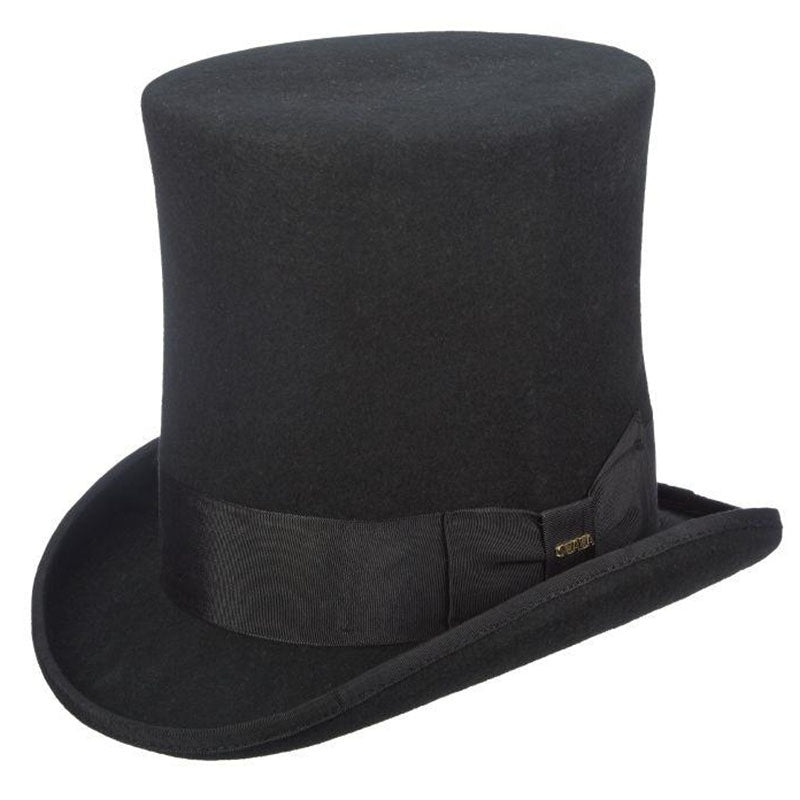 Franklin Structured 8″ Tall Wool Felt Top Hat – Scala Hat Black Small (55 cm)