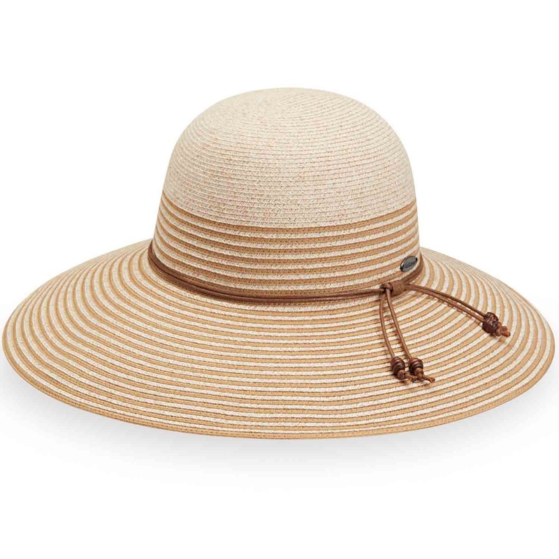 Marseille Striped Wide Brim Sun Hat – Wallaroo Hats White / Beige M/L (58 cm)