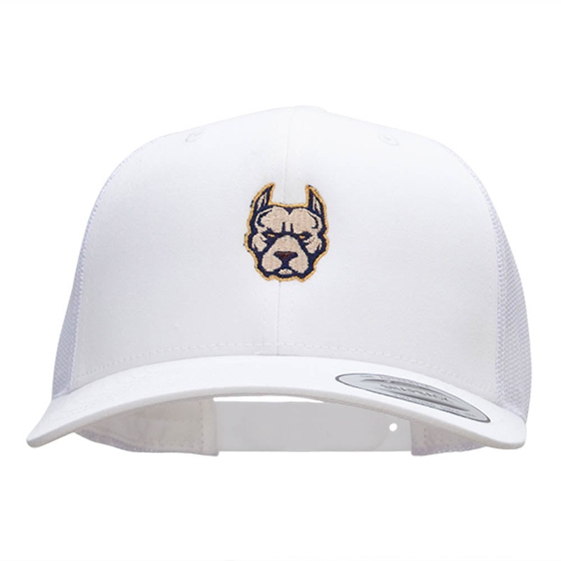Pitbull Portrait Embroidered Retro Trucker Cap White One Size