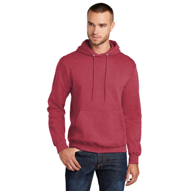 Port & Company PC78H Core Fleece Pullover Hooded Sweatshirt – Heather Red Heather Red S