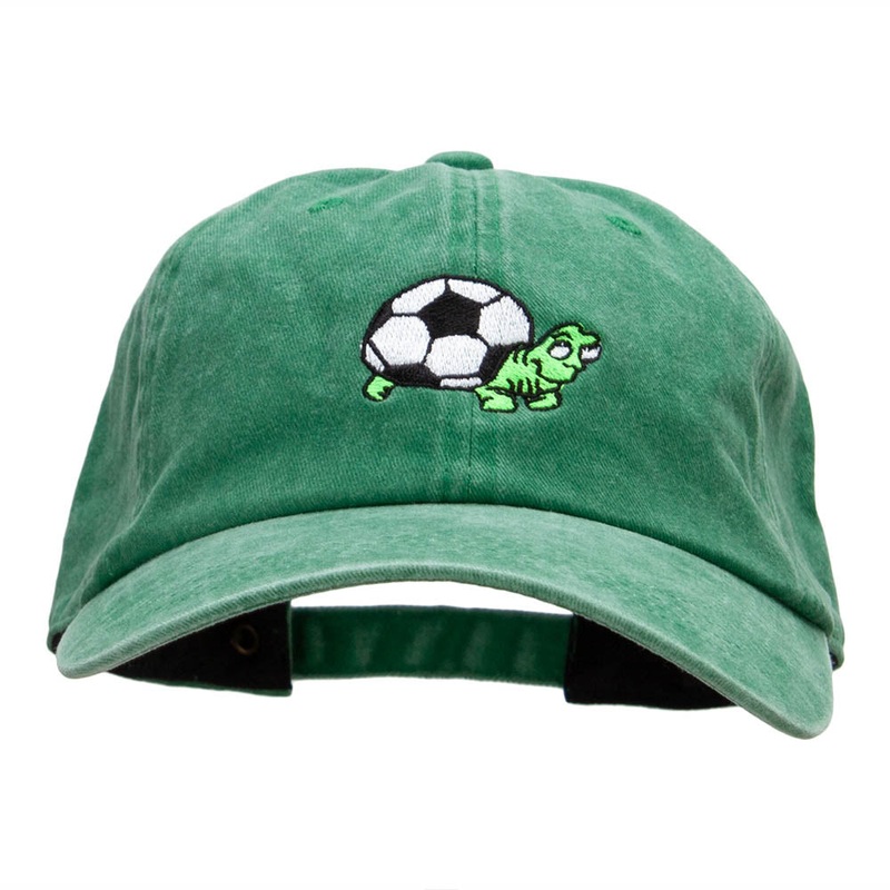 Soccer Tortoise Embroidered Unstructured Cotton Cap Kelly Green One Size