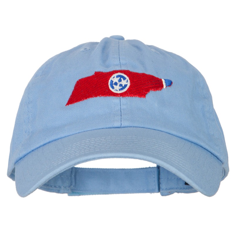 Tennessee State Flag Map Embroidered Low Profile Cotton Cap Sky Blue One Size