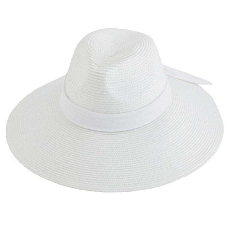 Toyo Straw Large Fedora Sun Hat White