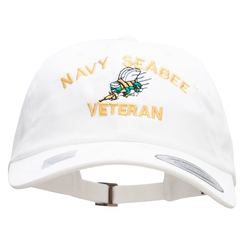 United States Navy Seabee Veteran Unstructured Low Profile 6 panel Cotton Cap White One Size