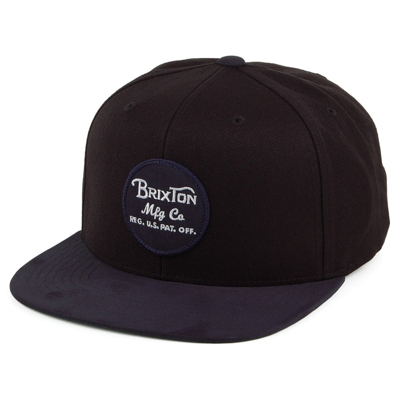 Brixton Hats Wheeler Snapback Cap – Black-Navy Adjustable
