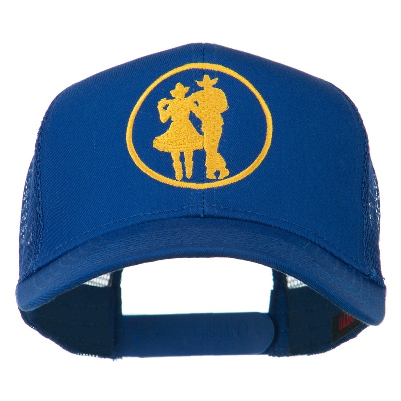 Cowgirl Cowboy Dancing Embroidered Mesh Back Cap Royal One Size
