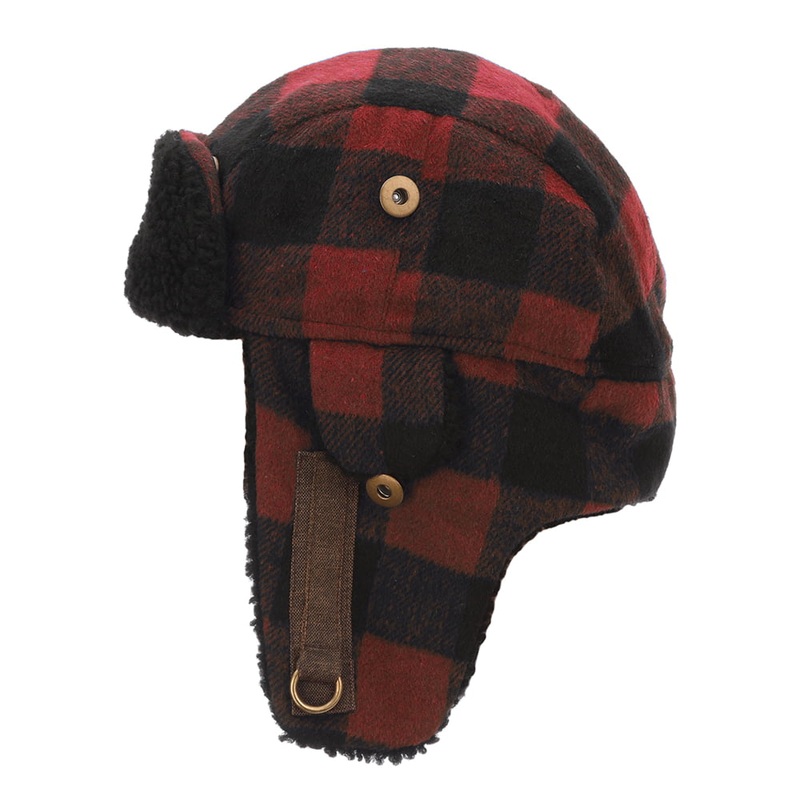 Dorfman Pacific Hats Arctic Buffalo Plaid Trapper Hat – Red M