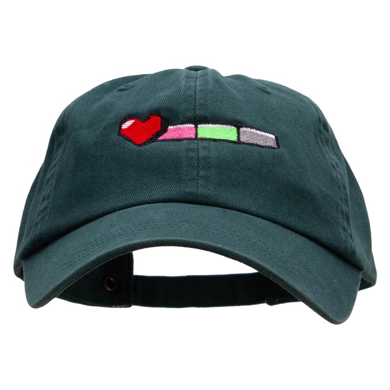 Gaming Life Bar Embroidered Low Profile Dyed Washed Caps Dk Green One Size