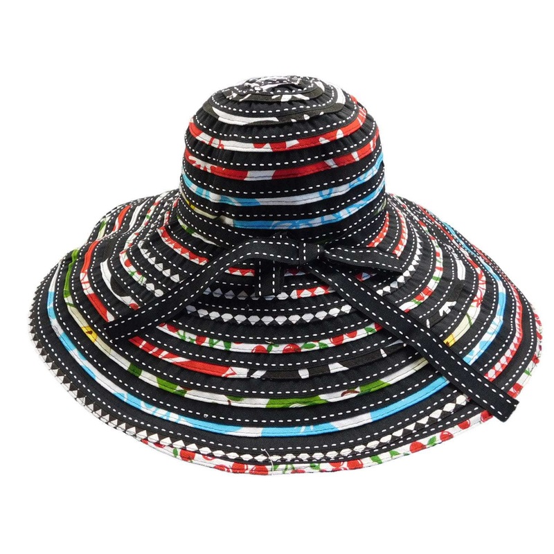Giant Canvas and Ribbon Sun Hat Black