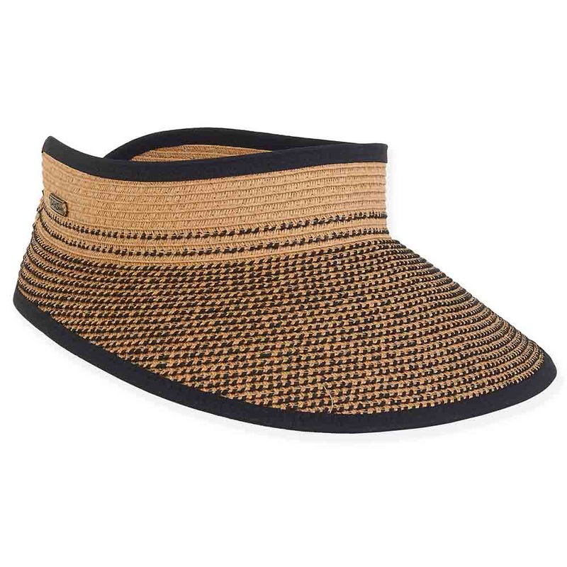Nabran Wide Bill Straw Visor Hat Elastic Back – Sun ‘N’ Sand Hats Black OS