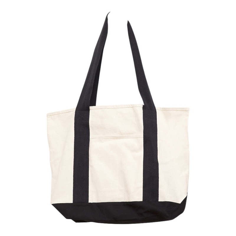 Royal Apparel Organic Cotton Large Two-Tone Tote  Style C1072ORG Made in USA Natural/Light One Size
