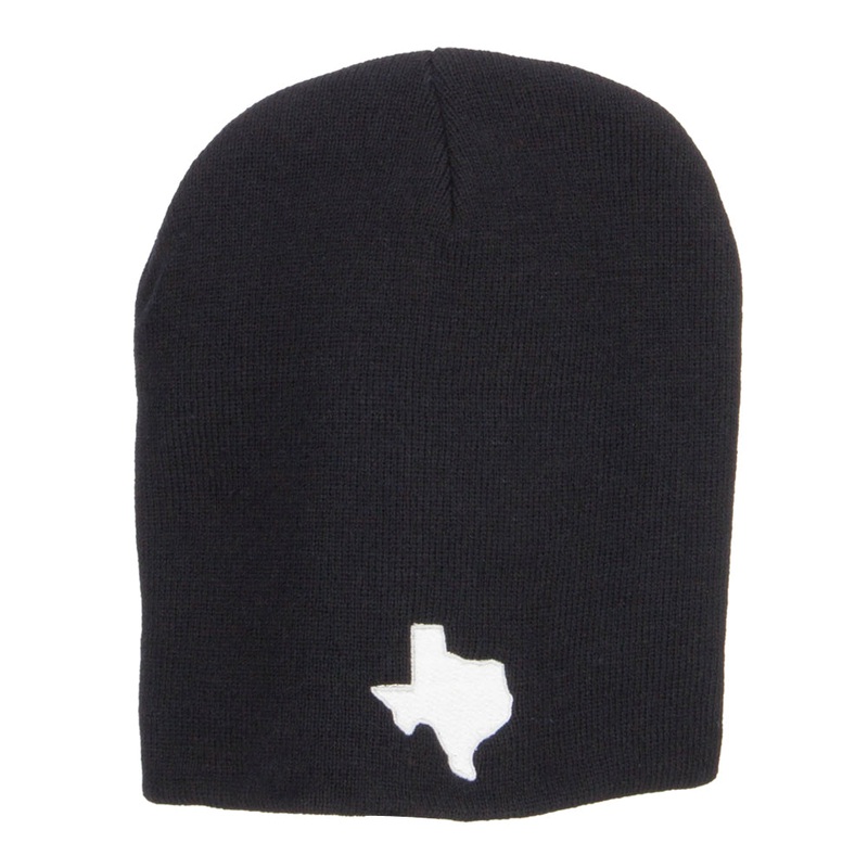 Texas Map Embroidered Big Short Beanie Black XL-3XL